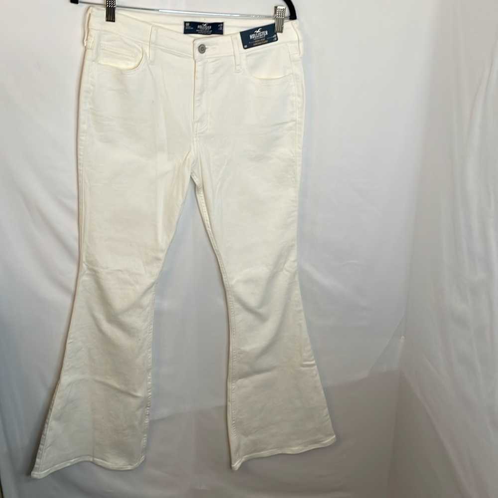 Hollister high rise vintage flare cream jeans size 9r super stretchy